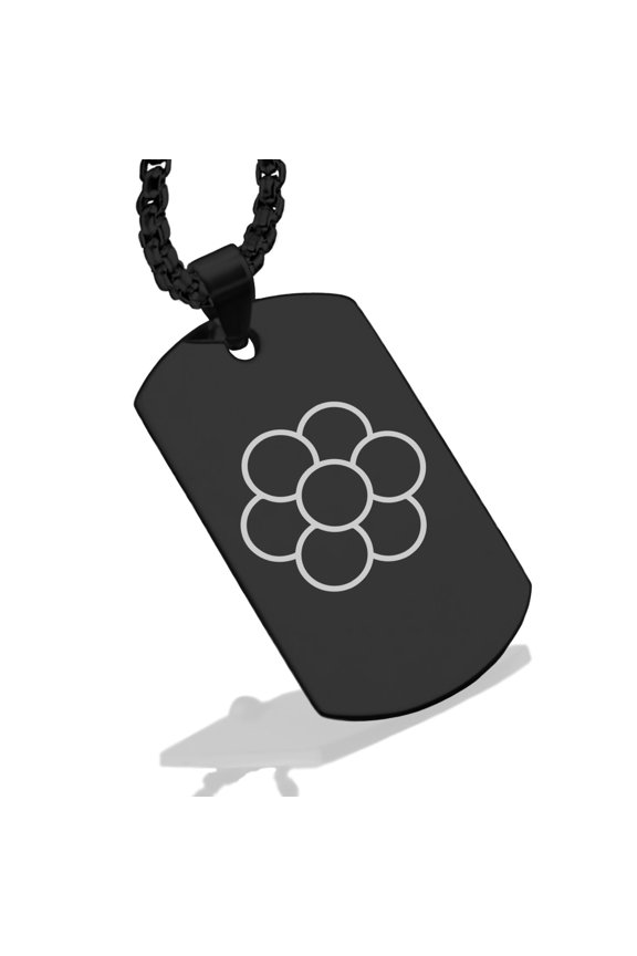 Stainless Steel Sacred Geometry Egg of Life Dog Tag Pendant Necklace