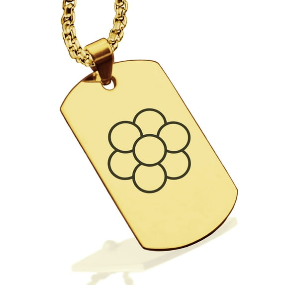 Stainless Steel Sacred Geometry Egg of Life Dog Tag Pendant Necklace