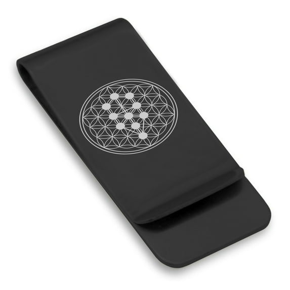 Stainless Steel Sacred Geometry Tree of Life Classic Slim Money Clip Credit Card Holder