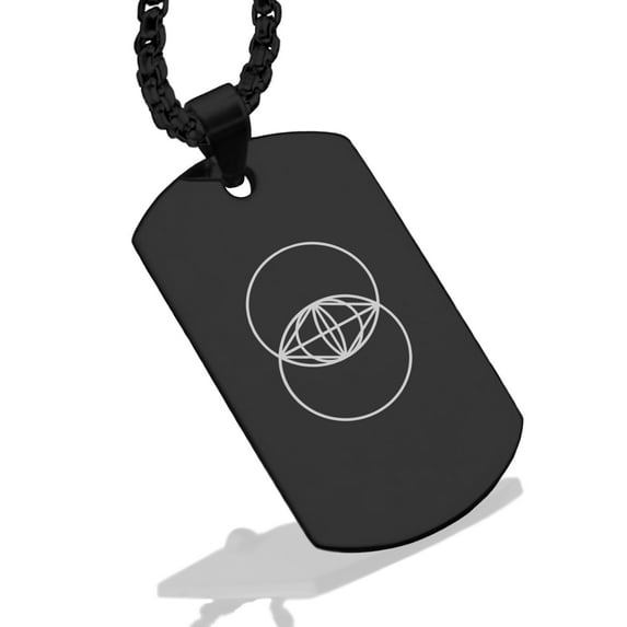 Stainless Steel Sacred Geometry Vesica Piscis Dog Tag Pendant Necklace