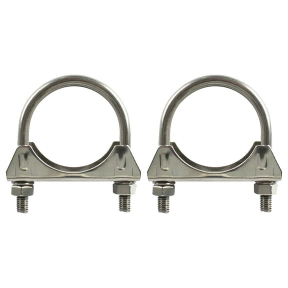 Stainless Steel Saddle U-Bolt Muffler / Exhaust Clamp, 1.50 Inch - 2 Pack