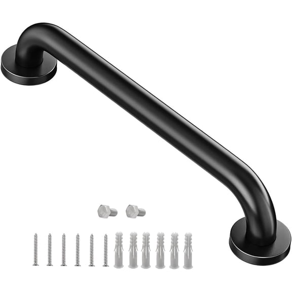 Stainless Steel Safety Hand Rail Matte Black 12 Inch Shower Grab Bar One Pack Su