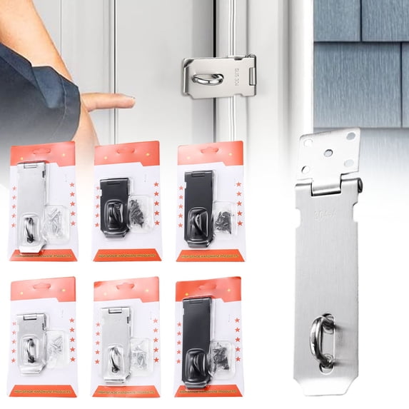 Stainless Steel Safety Hasp Latch Lock, Heavy Duty Flip Door Latch with Screws, Anti-Theft Security Hasp for Cabinet, Shed, Gate, Closet, Tool Box