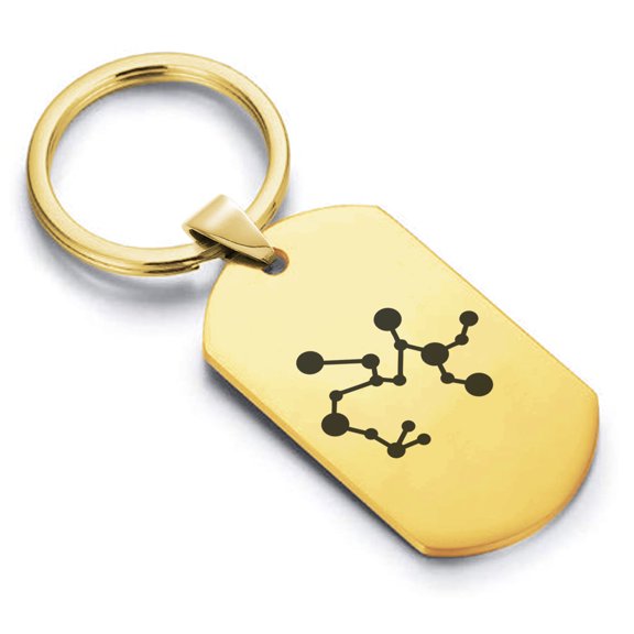 Stainless Steel Sagittarius (Centaur Archer) Astrology Constellation Dog Tag Keychain Circle Ring