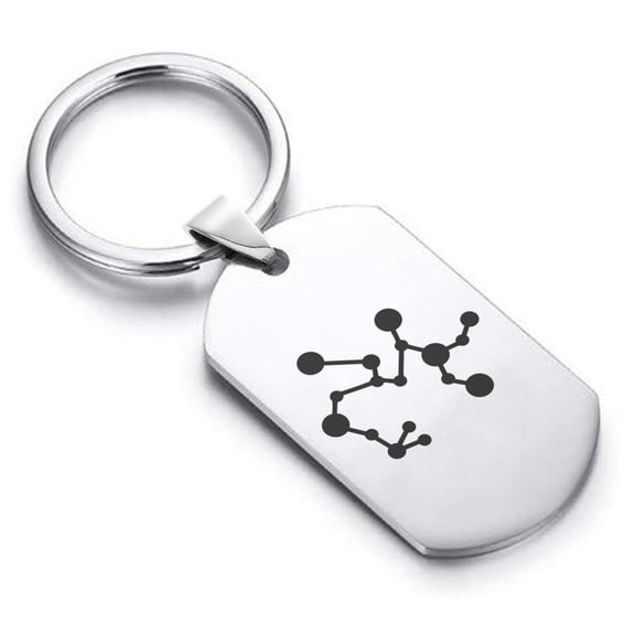 Stainless Steel Sagittarius (Centaur Archer) Astrology Constellation Dog Tag Keychain Circle Ring