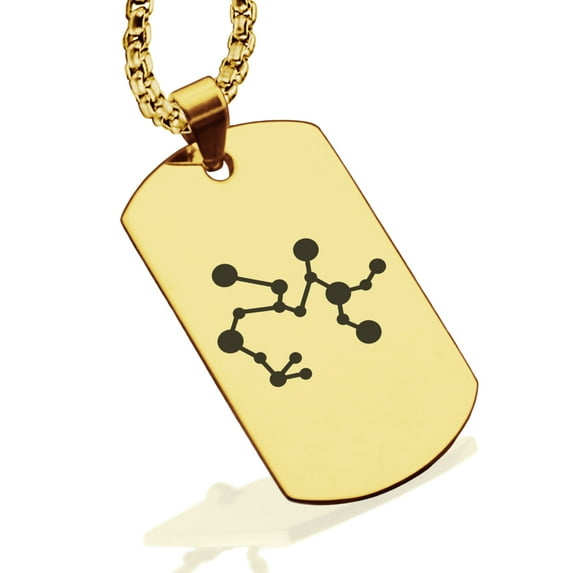 Stainless Steel Sagittarius (Centaur Archer) Astrology Constellation Dog Tag Pendant Necklace