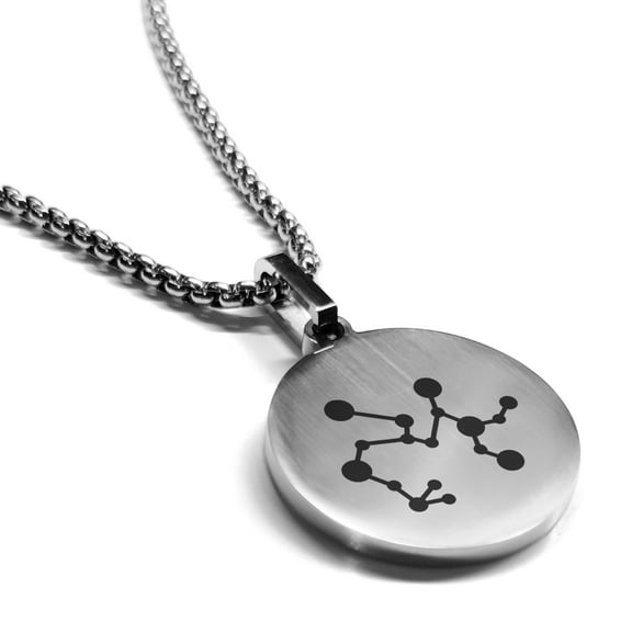 Stainless Steel Sagittarius (Centaur Archer) Astrology Constellation Round Medallion Pendant Necklace