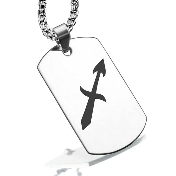 Stainless Steel Sagittarius Zodiac Sign (Centaur Archer) Dog Tag Pendant Necklace