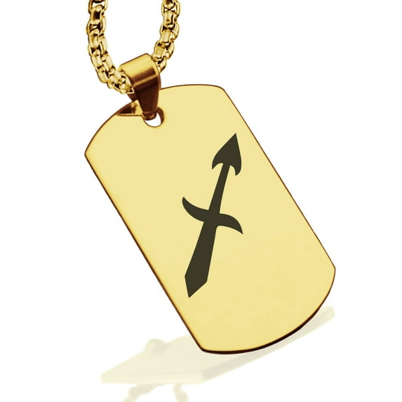 Stainless Steel Sagittarius Zodiac Sign (Centaur Archer) Dog Tag Pendant Necklace