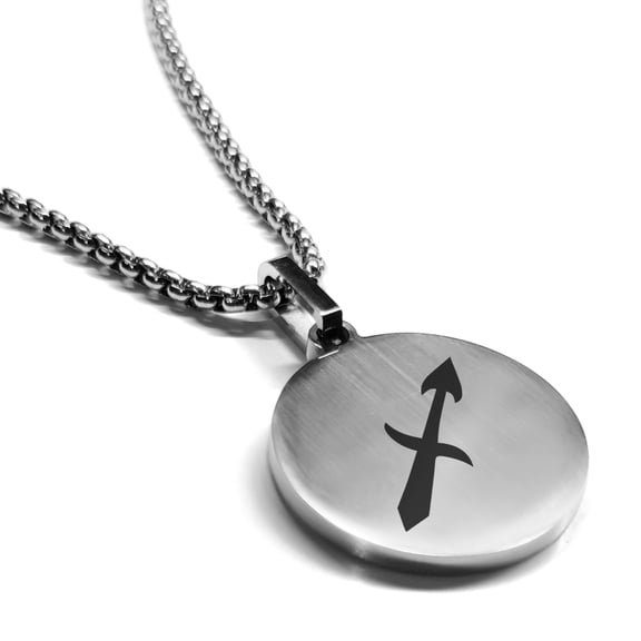 Stainless Steel Sagittarius Zodiac Sign (Centaur Archer) Round Medallion Pendant Necklace