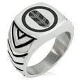 thumbnail image 1 of Stainless Steel Saigo Samurai Crest Chevron Pattern Biker Style Polished Ring, 1 of 1