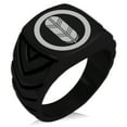 thumbnail image 1 of Stainless Steel Saigo Samurai Crest Chevron Pattern Biker Style Polished Ring, 1 of 1