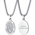 Large Saint Christopher Necklace For Boys, 925 Silver Personalised 9346 P