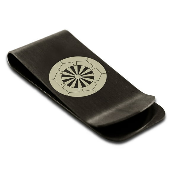 Stainless Steel Sakakibara Samurai Crest Engraved Money Clip Credit Card Holder
