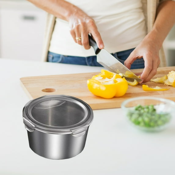 Stainless Steel Salad Bowl with Lid | Fresh-Keeping Food Storage Box | Leak-Proof Cooking Mixing Bowl | Stackable | Durable & Easy to Clean | 1 Pc | Multiple Sizes | Kitchen Storage