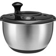 thumbnail image 1 of Stainless Steel Salad Spinner, 4.8 Qt Vegetable Washer,  Lettuce Dryer with Crank Design, Dishwasher Safe, Non-Slip Base - Black Lid, 1 of 6