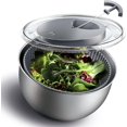 thumbnail image 1 of Stainless Steel Salad Spinner - 5 Qt. Lettuce Washer And Vegetable Spinner Dryer for Easy Salad Prep - Non Slip Base  Pull Handle - Auto Stop  System, Stain and Odor Resistant, 1 of 6