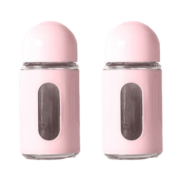 Stainless Steel Salt Shaker, Ongmies Stainless Bottles Set (2 Piece) Kitchen Home Use Cumin & Pepper Multi Hole Shaker Bottles, Pink