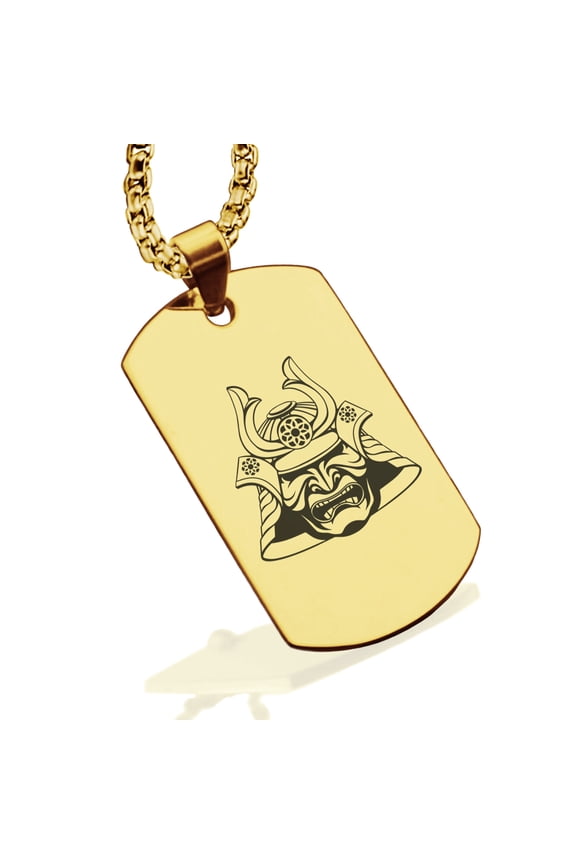 Stainless Steel Samurai Warrior Champion Dog Tag Pendant Necklace