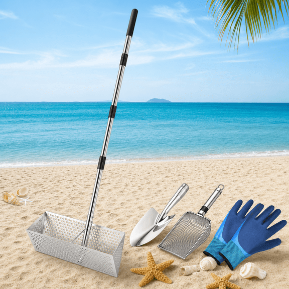 Stainless Steel Sand Flea Rake with 16-inch Drain Screen