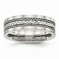 thumbnail image 1 of Stainless Steel Satin & Polished With Silver Center Inlay Ring Size: 9; for Adults and Teens; for Women and Men, 1 of 6