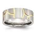 thumbnail image 1 of Stainless Steel Satin and Grooved Gold-Flashed Mens 8mm Band Ring - 7.6 Grams - Size 7, 1 of 2