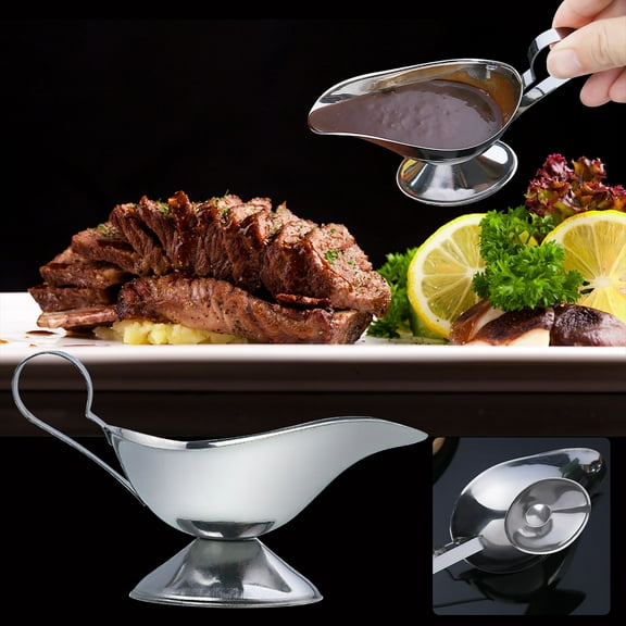 Stainless Steel Sauce Boat Large Capacity for Thick Sauces, Dressings, Condiments – Easy Pour Server for Home, Restaurant, Cafe Use