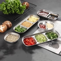 Stainless Steel Sauce Dish Spice Dipping Tray Divided Plates For Bbq Kitchen 1 Grid YIWEI