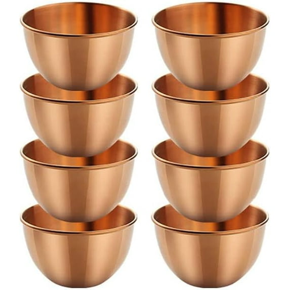 Stainless Steel Sauce Dishes Small Ice Cream Cups Mini Serving Dessert Bowl Round Seasoning Dishes Sushi Dipping for Kitchen 8 Pack (Rose Gold, 3.35 inch)