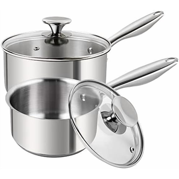Stainless Steel Saucepan Set 1Qt & 2Qt, Premium German Technology Sauce Pans 2 Piece, 18/10 Stainless Steel Sauce Pan Set, Induction Compatible