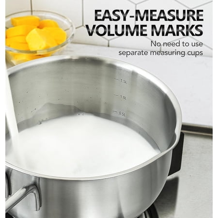 Stainless Steel Saucepan Set - 6 Pcs (1QT, 2QT, 3QT)