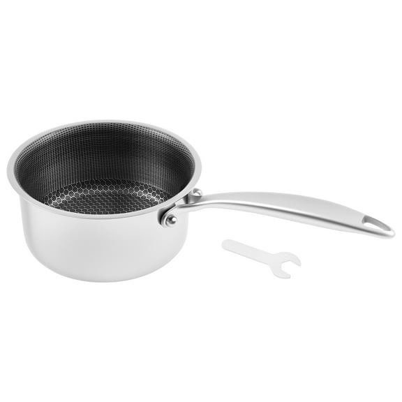 Stainless Steel Saucepan Uniform Heating Honeycomb Non Stick Pan with Ergonomic Handle Thermal Insulation Milk Saucepan for Cooking