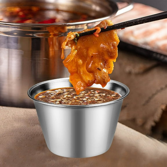 Stainless Steel Sauces Cup, Seasoning Cup for Dips, Dressings, and Condiments, Easy to Clean, Dishwasher Safe, Elegant Design for Kitchen and Dining Table