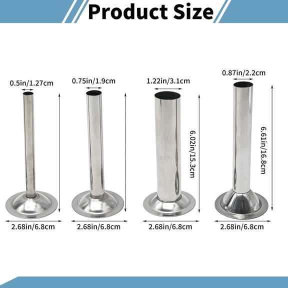 Stainless Steel Sausage Stuffer Tubes,Food-Grade Meat Grinder Accessory for Grinders,Sausage Stuffing Tubes(Set Of 4)