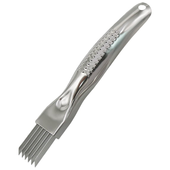 Stainless Steel Scallion Cutter Shredder Knife, Anti-Slip Green Onion Slicer with 6 Blades, Multi-Purpose Vegetable Herb Cutter for Kitchen Prep