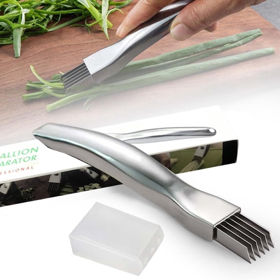 Stainless Steel Scallion Cutter, Vegetable Shredder Knife, Scallion Shaving Tool, Kitchen Herb Cutter, Onion and Green Onion Chopper, Multi-Purpose Vegetable Slicer