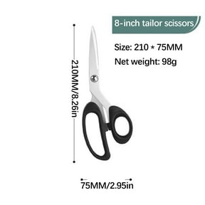 Stainless Steel Scissors for Fabric, Leather, Paper - Large Heavy Duty Cutting Shears, Ergonomic Plastic Handle - Multipurpose Household & Office Craft Utility Scissors