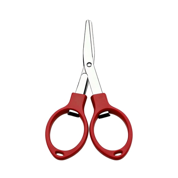 Stainless Steel Scissors | Ngxiha Anti-Rust Folding Scissors Glasses-Shaped Mini Shear, Safety Portable Scissors, Foldable Pocket Scissor, Suitable for Home, Office, Craft, Sewing - 1 Pc - Red