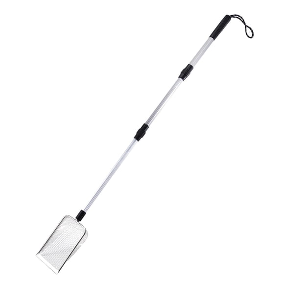 Stainless Steel Scoop, Stainless Steel Multi-Use Shovel & Scoop Model B - Three-Section Telescopic Extended Handle, 5X5Mm Mesh - Cat Litter, Reptile, Beach, Poop Pickup, Toilet