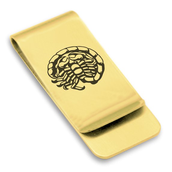 Stainless Steel Scorpio Zodiac (Scorpion) Classic Slim Money Clip Credit Card Holder