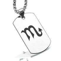Stainless Steel Scorpio Zodiac Sign (Scorpion) Dog Tag Pendant Necklace