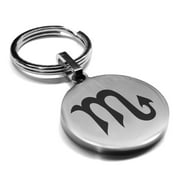Stainless Steel Scorpio Zodiac Sign Scorpion Round Medallion Keychain Circle Ring