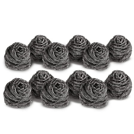 Stainless Steel Scourer,12 Pieces - Rust Resistant Spiral Metal Scourer,Powerful and Effective Clean Scrubbing pad