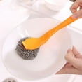 thumbnail image 1 of Stainless Steel Scouring Brush with Long Ergonomic Handle, Multi-Color Pot Scrubber for Kitchenware, Dishes, Grills, Sinks Cleaning Tool (1 Pack), 1 of 8