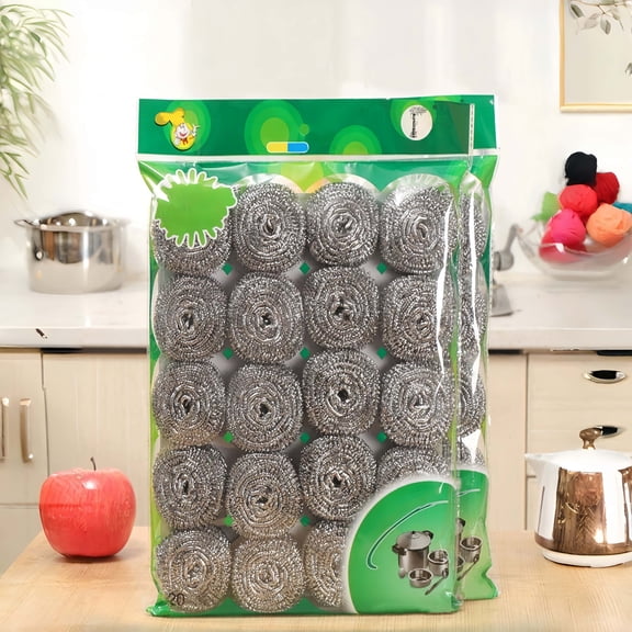 Stainless Steel Scouring Pads, 20 Pack, Heavy Duty for Kitchen Pots & Pans
