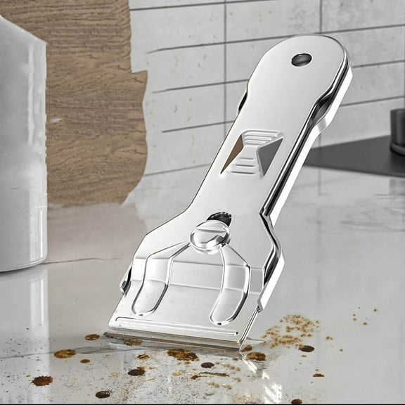 Stainless Steel Scraper Cleaning Tool with Replaceable Blade for Kitchen and Household Stain Removal