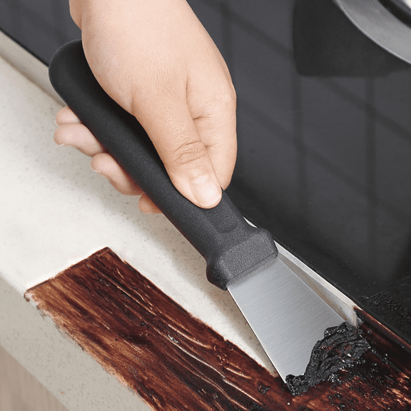 Stainless Steel Scraper, Kitchen Stiff Scraper with Anti-Slip Handle, Oven Scraper for Gas Stove, Bottom of Pans, Glass Stovetop Induction Hob, 6.89 Inches