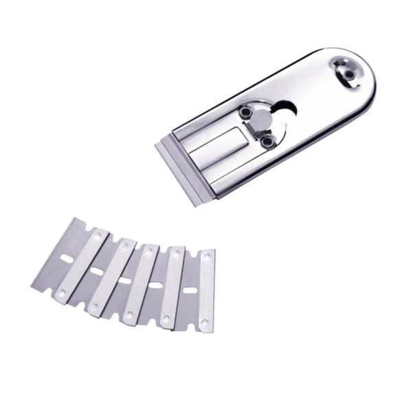 Stainless Steel Scraper Tool, Multi-Surface Scraper with 5 Pcs Stainless Blades for Glass Stove Top, Oven, Ceramic Hob, Non-Scratch Adhesive & Paint Remover for Kitchen, Window, Tile
