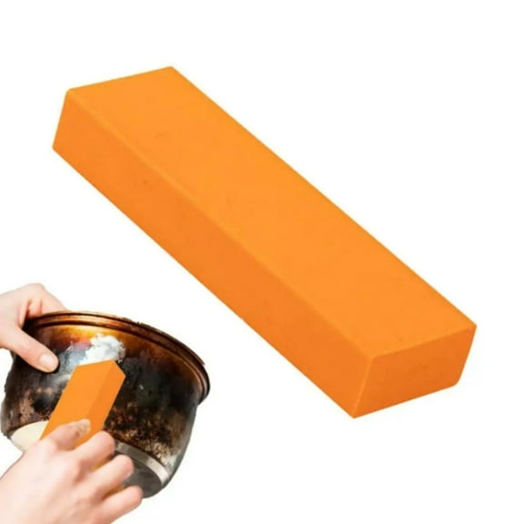 Stainless Steel Scratch Limescale Eraser, Magical Eraser Stain Limescale Remover, Rubber Rust Cleaning Eraser for Knives & Pans Kitchen, Bathroom, Household (Orange)