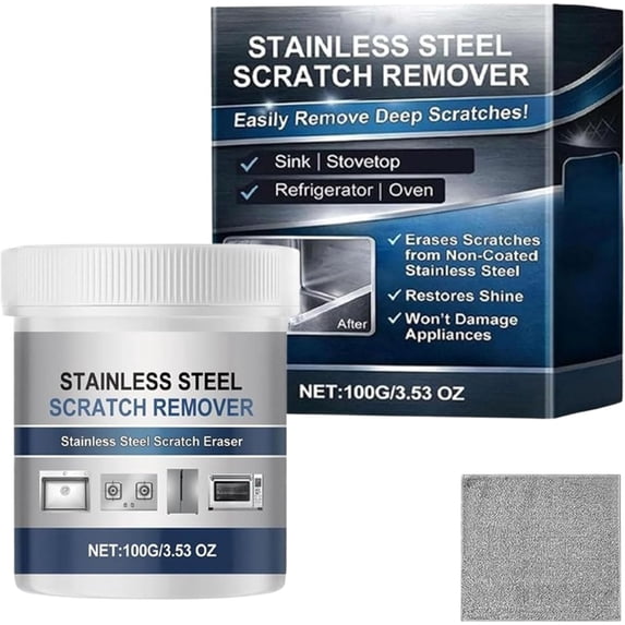 Stainless Steel Scratch Remover Kit, 100g All-Purpose Restorer Rust Remover, Polishing Deep Repair for Cookware, Refrigerators, Countertop, Appliances (1pcs)